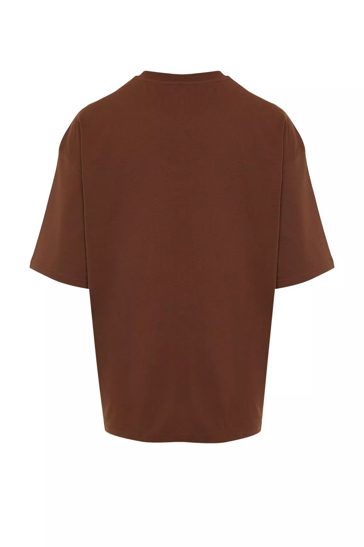 Brown Oversize/Wide Cutting Dinosaur Embroidered 100% Cotton T-Shirt TMNSS23TS00243 TMNSS23TS00243