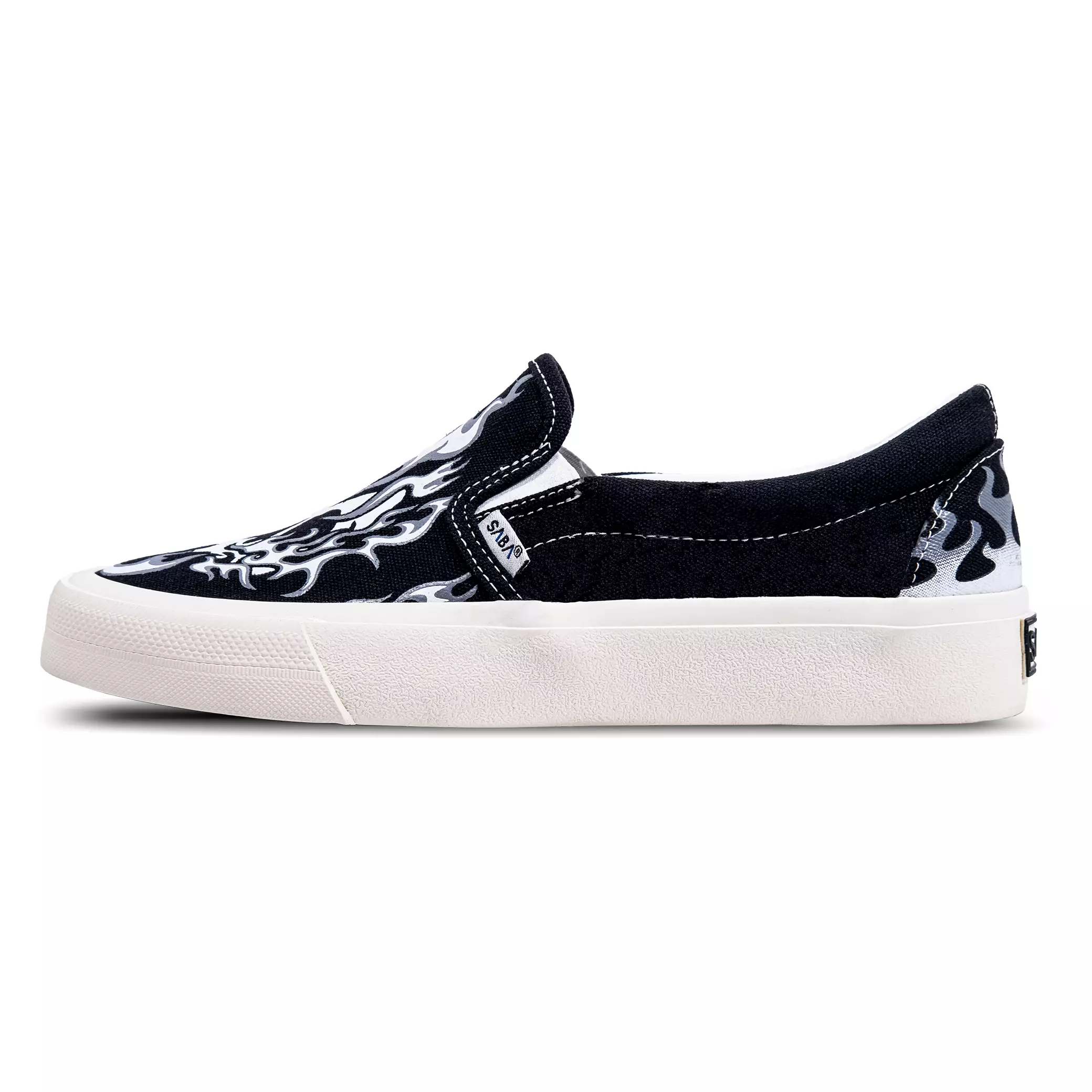 SABA Slip On Flame Skull White - Sepatu Sneakers Casual Pria Wanita Original 100% FS-SL 26