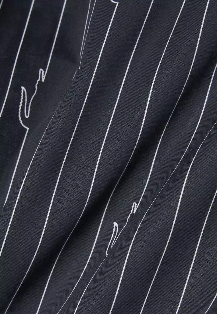 Crocodile Print Stripe Cotton Shorts