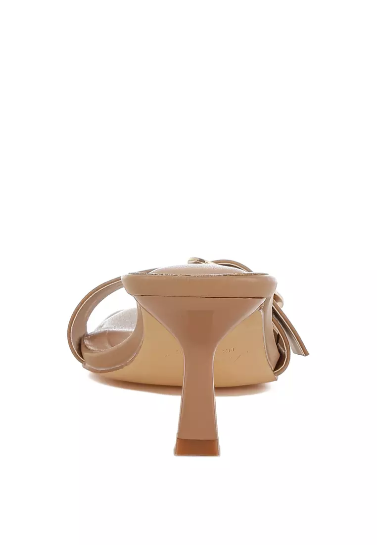 Buckle Strap Slip On Sandals in Off White