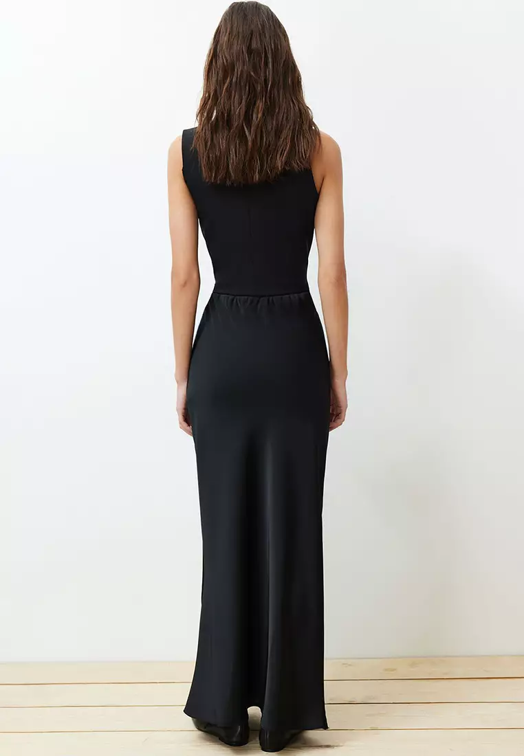 Satin Fish Shape Maxi Skirt