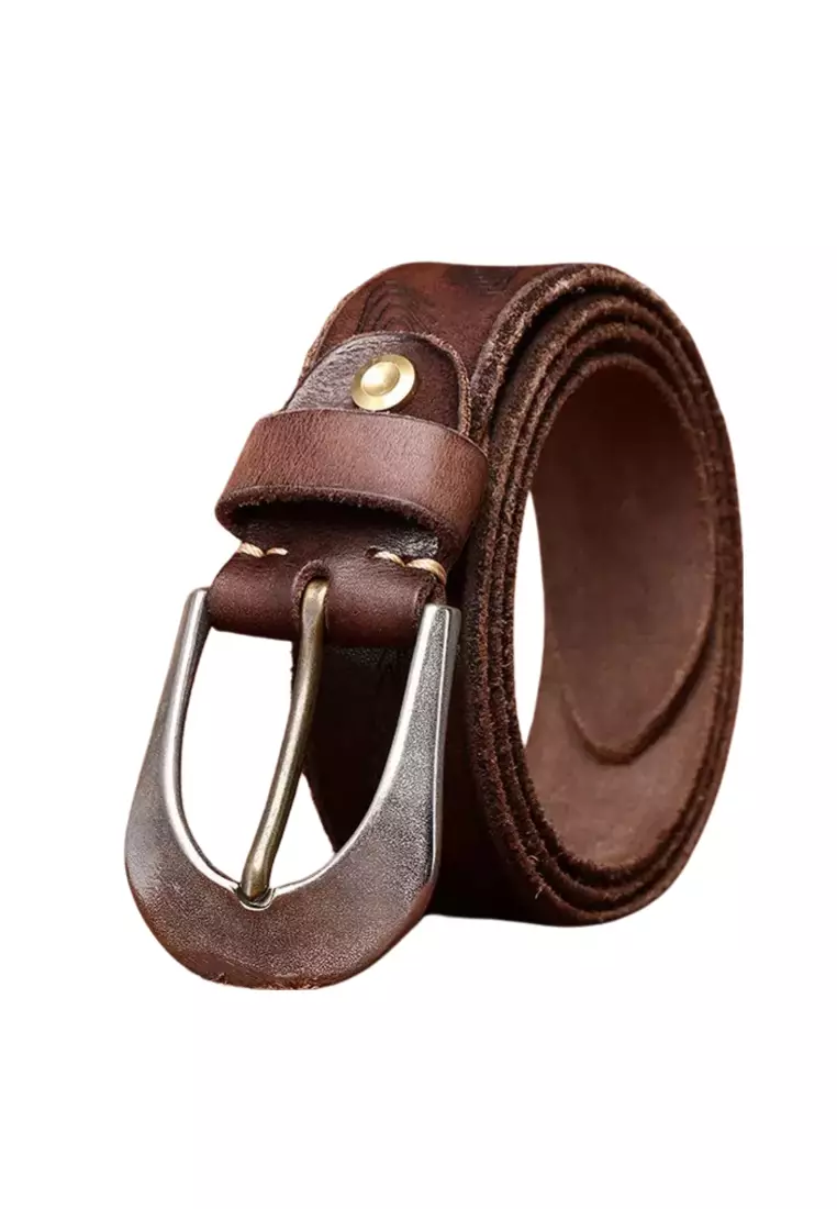 3.8CM wide retro personalized distressed leather belt