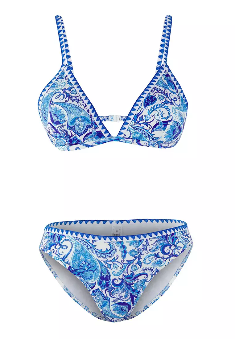 Buy Trendyol Ethnic Patterned Triangle Normal Waist Regular Bikini Set ...