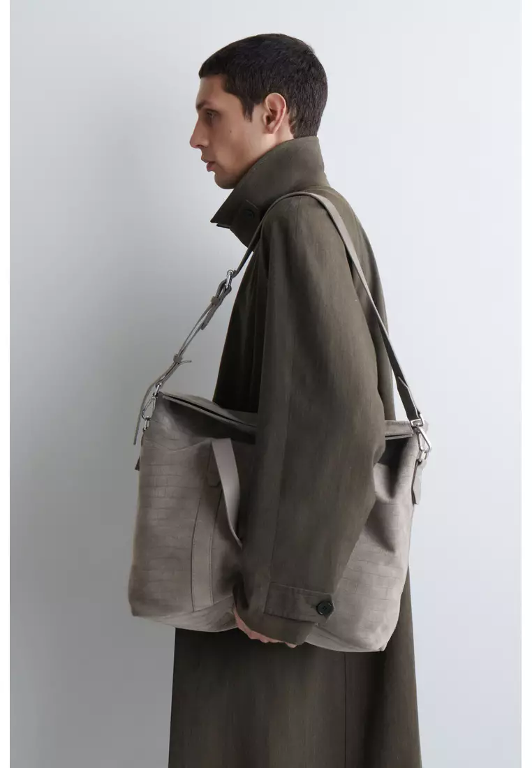 BRUNSWICK MESSENGER BAG - CROC-EFFECT SUEDE