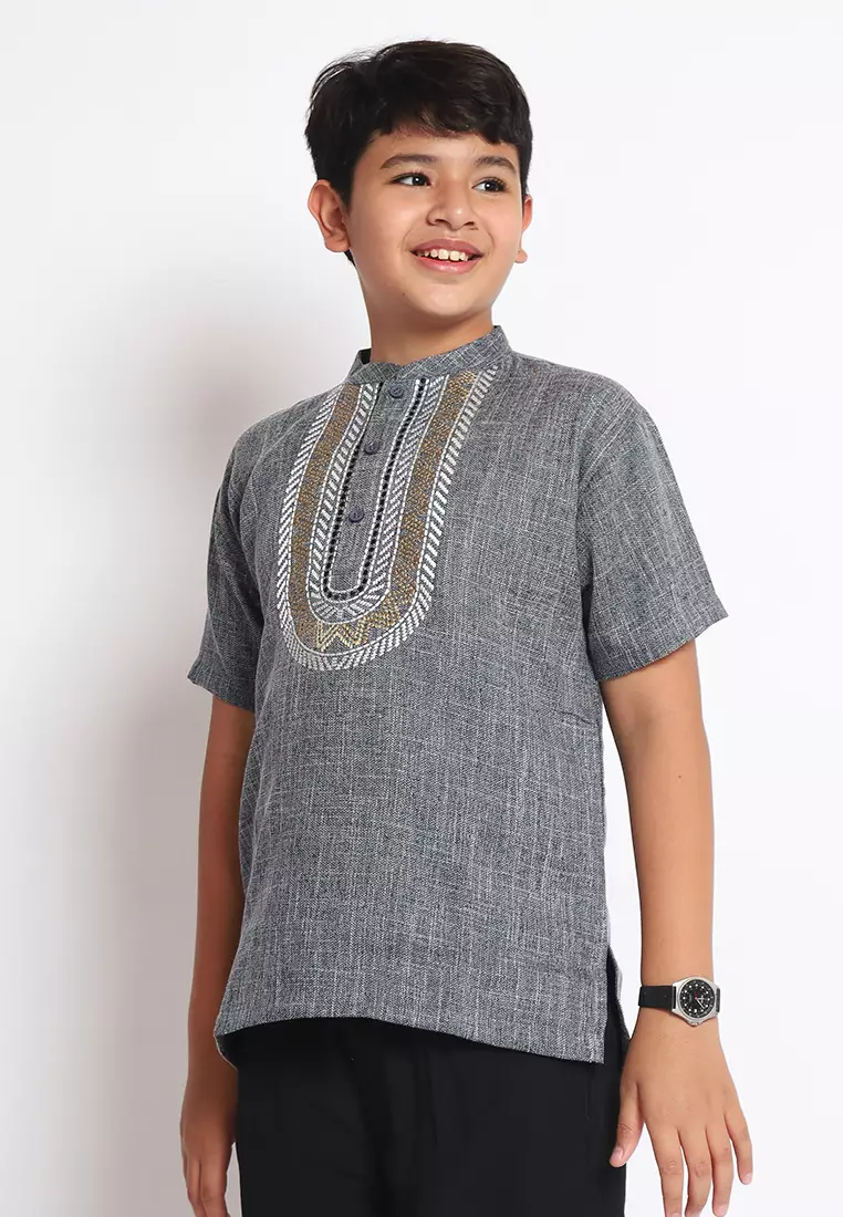 Baju Koko Set Anak Laki Universal Light Black - MODERN