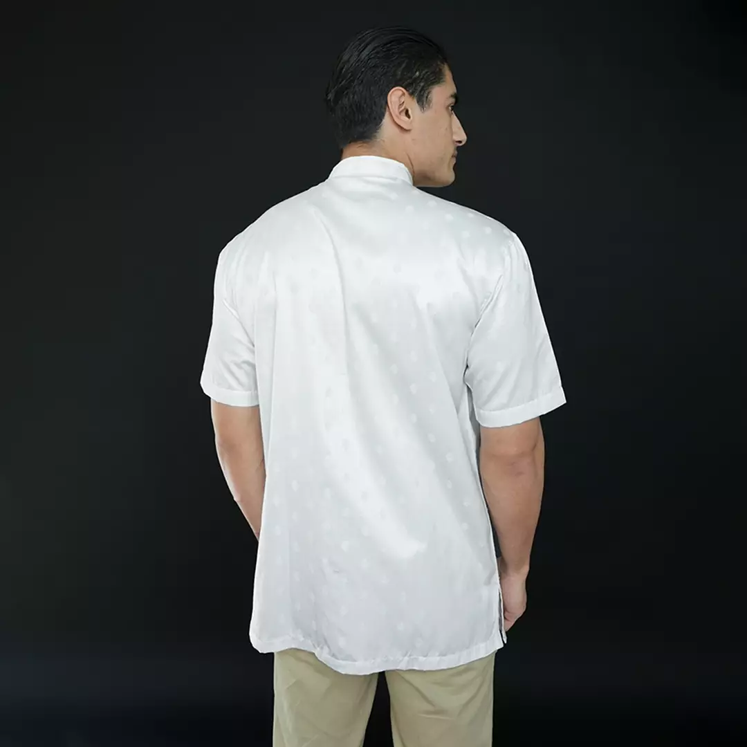 Casella Baju Koko Pria Lengan Pendek | Baju Koko Batik Syam 4103 White