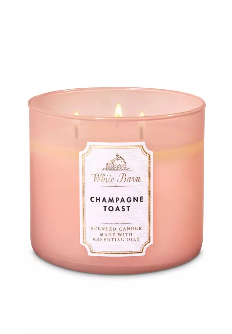 2 BATH & BODY WORKS WHITE BARN 3-WICK SCENTED CANDLE CHAMPAGNE TOAST 14.5  OZ NEW