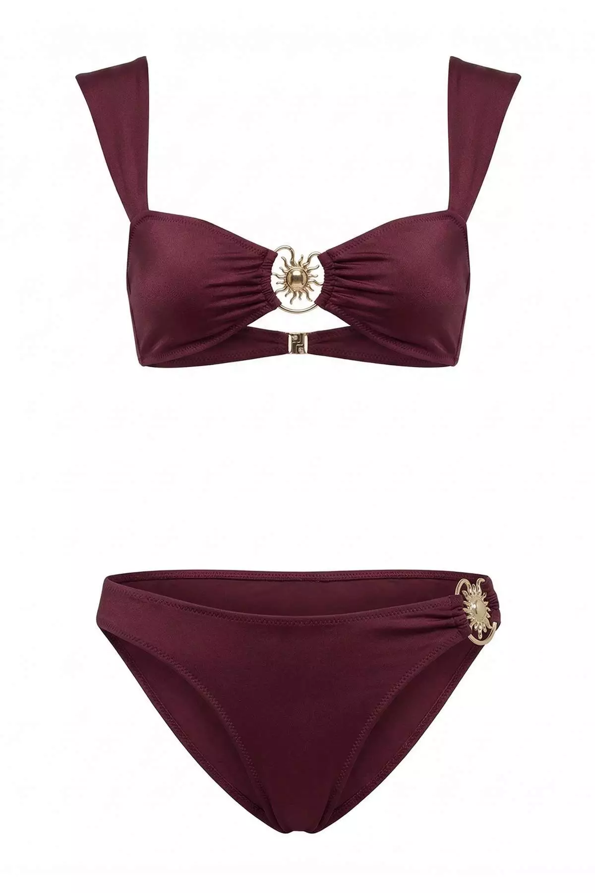 Plum Bralette Covered Cast-On Bikini Set With Accessories Regular Normal Waist Tbess25Bt61