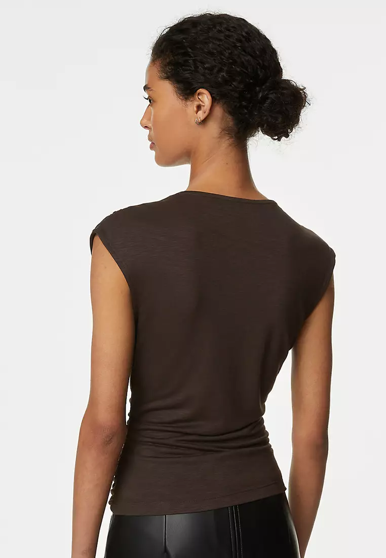 Jersey Ruched Wrap Top