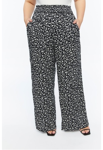 FOREVER 21 Plus Size Ditsy Floral Smocked Wide-Leg Pants | ZALORA  Philippines