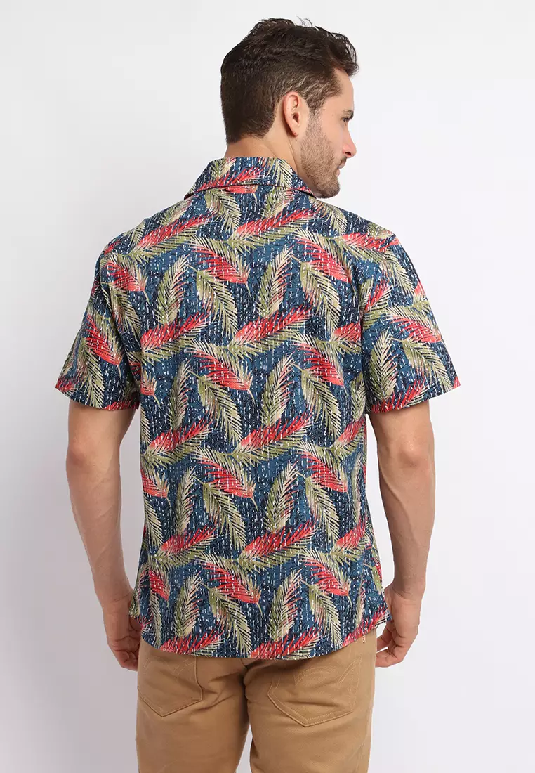 MAGINOT ASTRO NAVY Kemeja Casual Slim Fit Lengan Pendek