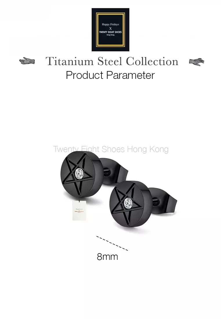 Unisex Titanium Steel Zircon Star Earrings JW QF-E040