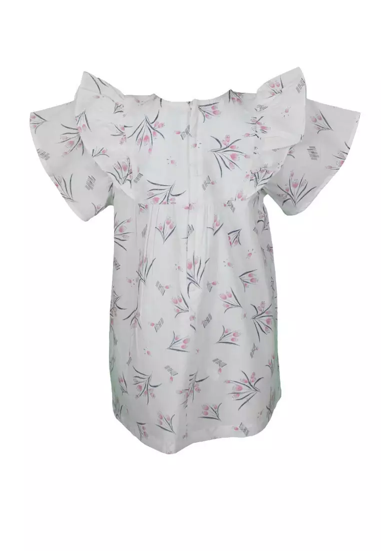 Qna Girl Aqilla Dress Anak Putih Motif Bunga