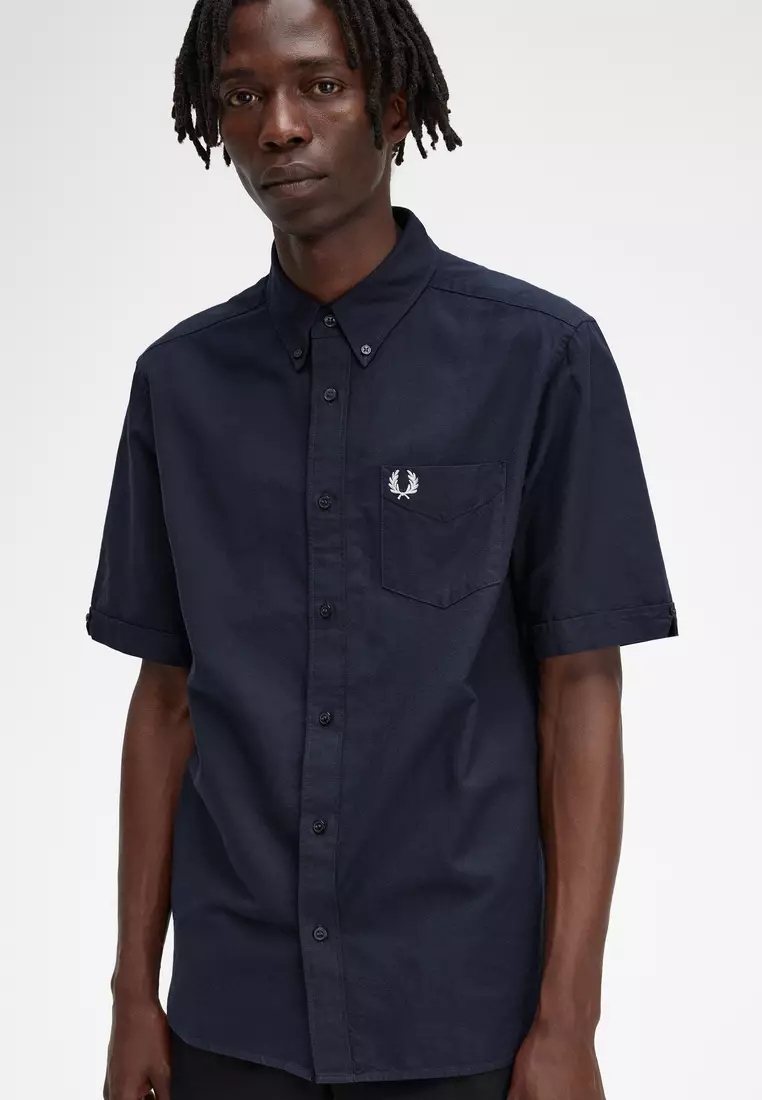 Buy Fred Perry Fred Perry M5503 Oxford Short Sleeve Shirt (Navy) 2024 ...