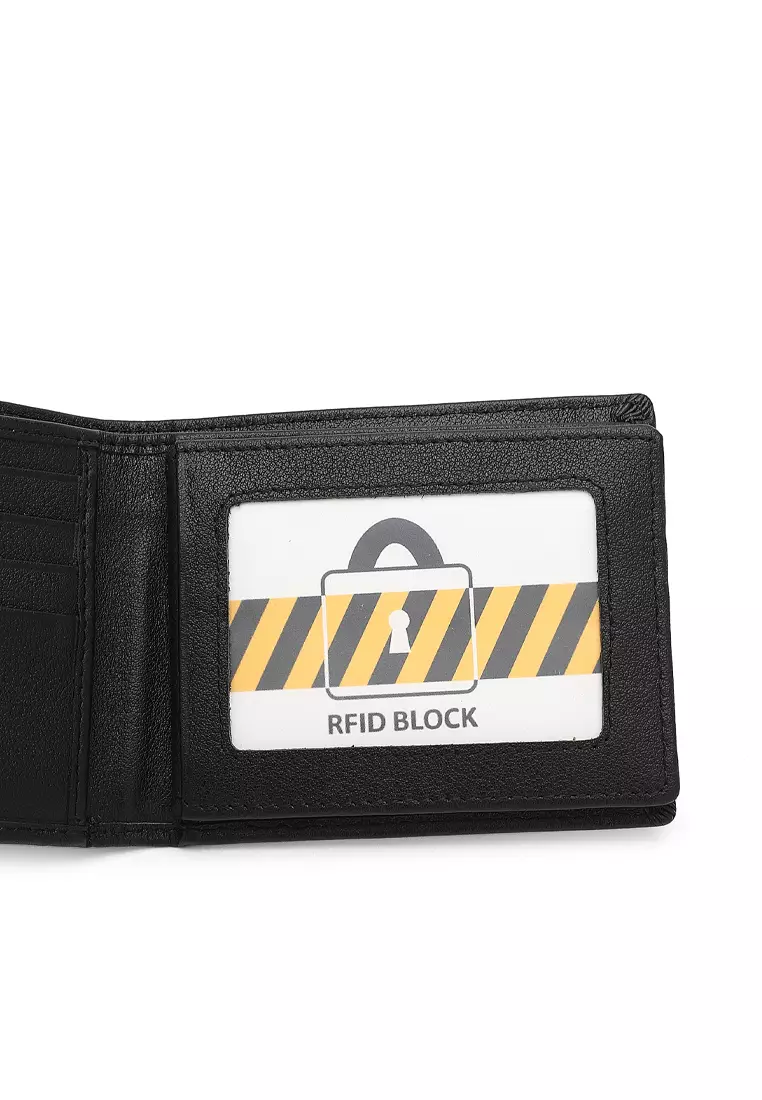 Men's Genuine Leather RFID Blocking Fortune Wallet - Black