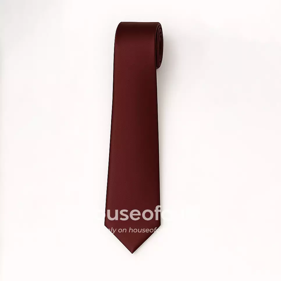 Houseofcuff dasi panjang dasi kupu pocket square satin Dark Burgundy