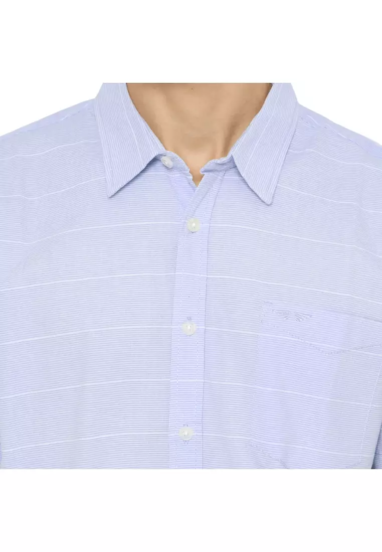 RBJ Kemeja Yarndyed Salur Biru Regular Fit Pria