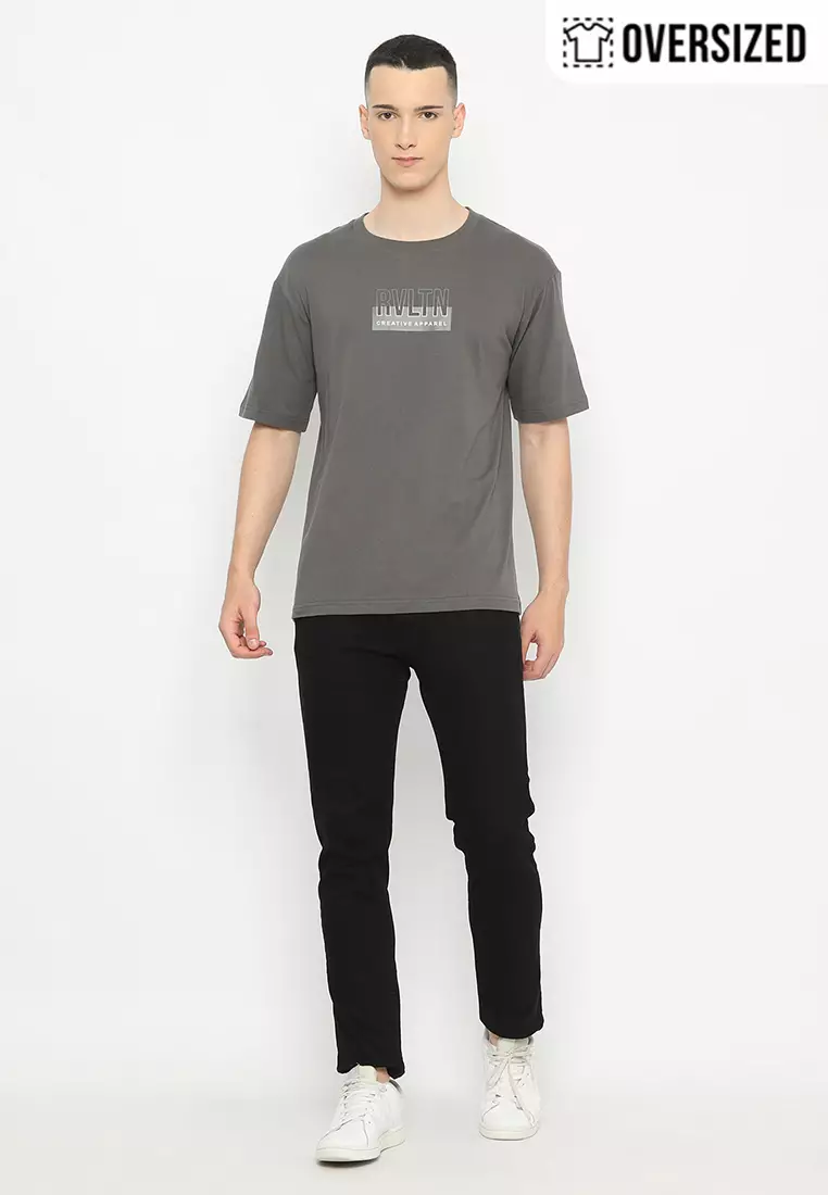 RBJ T-Shirt Cotton Charcoal Oversized Pria 2079230191