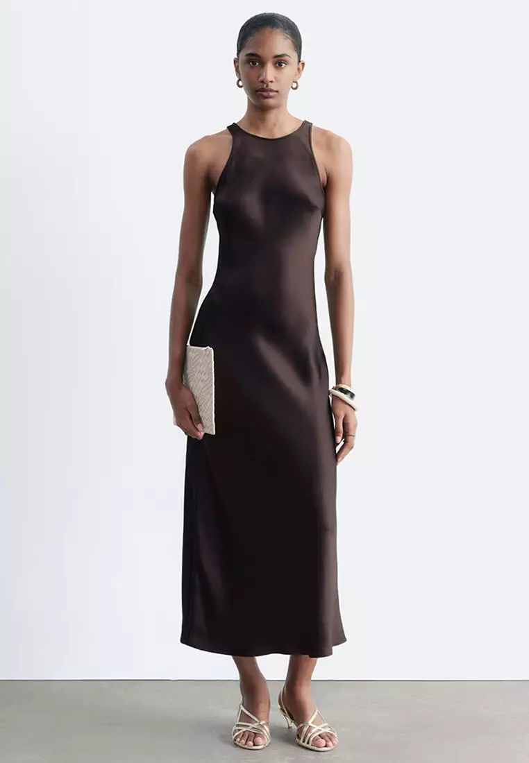 Sleeveless Satin Midi Dress