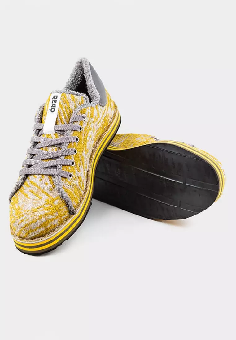 FABRIX LIFESTYLE 運動鞋 - 100% 義大利製造，採用回收工業廢料布料和廢棄舊汽車輪胎製成鞋底。 FABRIX LIFESTYLE 系列運動鞋 - 黃/灰