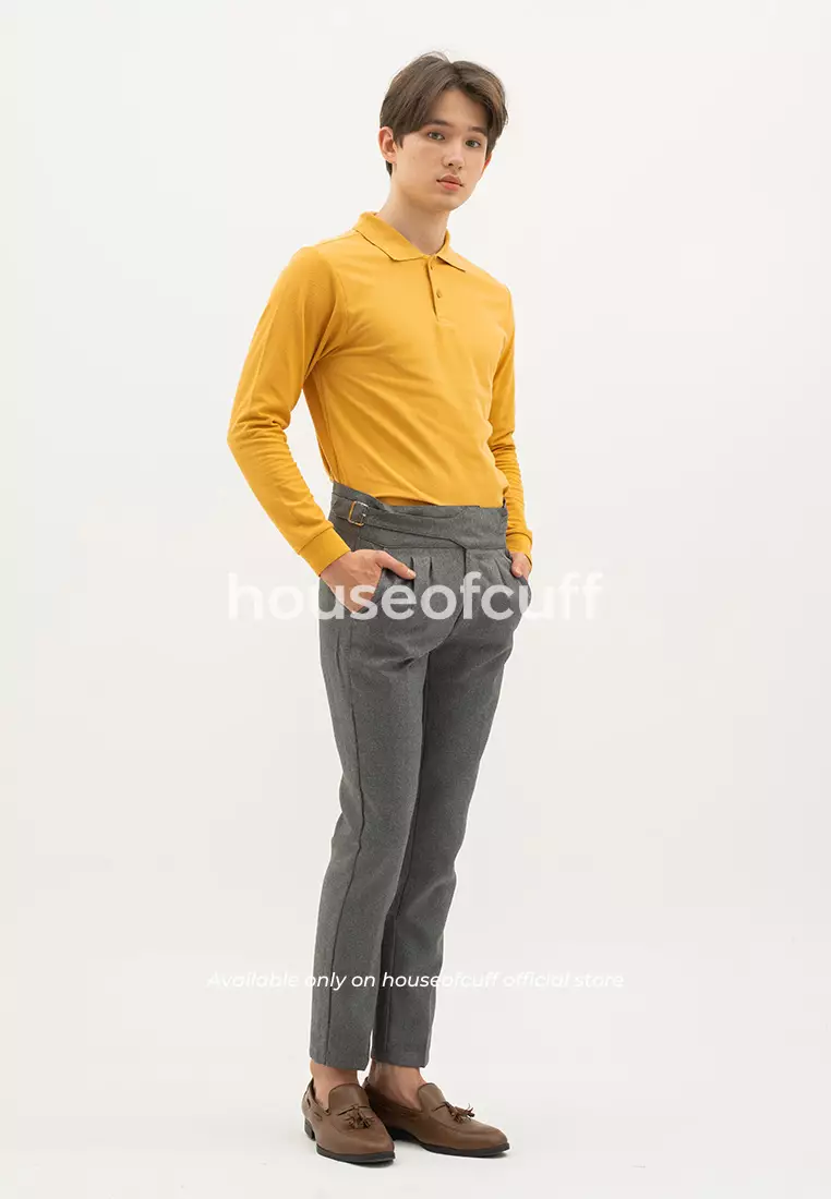 Houseofcuff polo shirt kaos kerah polo lengan panjang slim fit Mustard