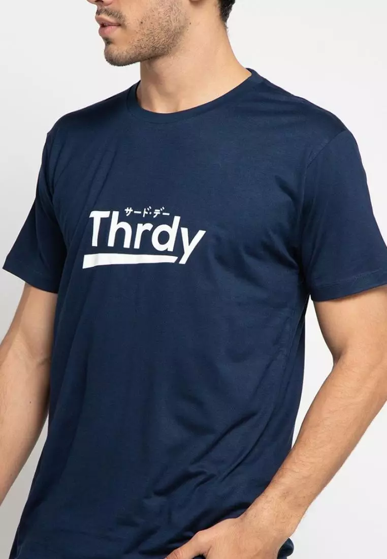 MTE22F Kaos Pria simple jepang thrdy nv T-shirt Navy