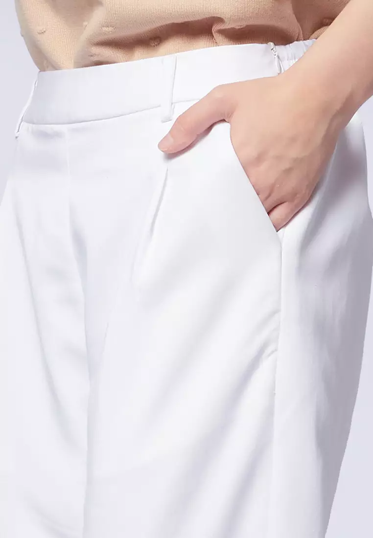 High Waist Ankle Length Pants OFF WHITE