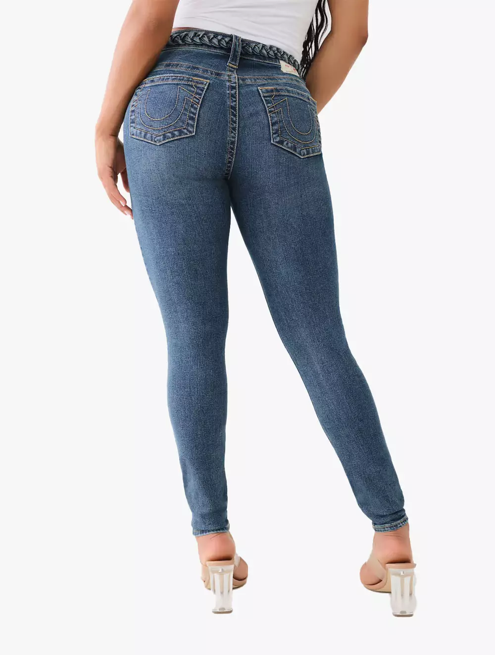 True Religion - Women Denim Pants - BRAIDED JENNIE MR CURVY SKINNY - Medium Blue