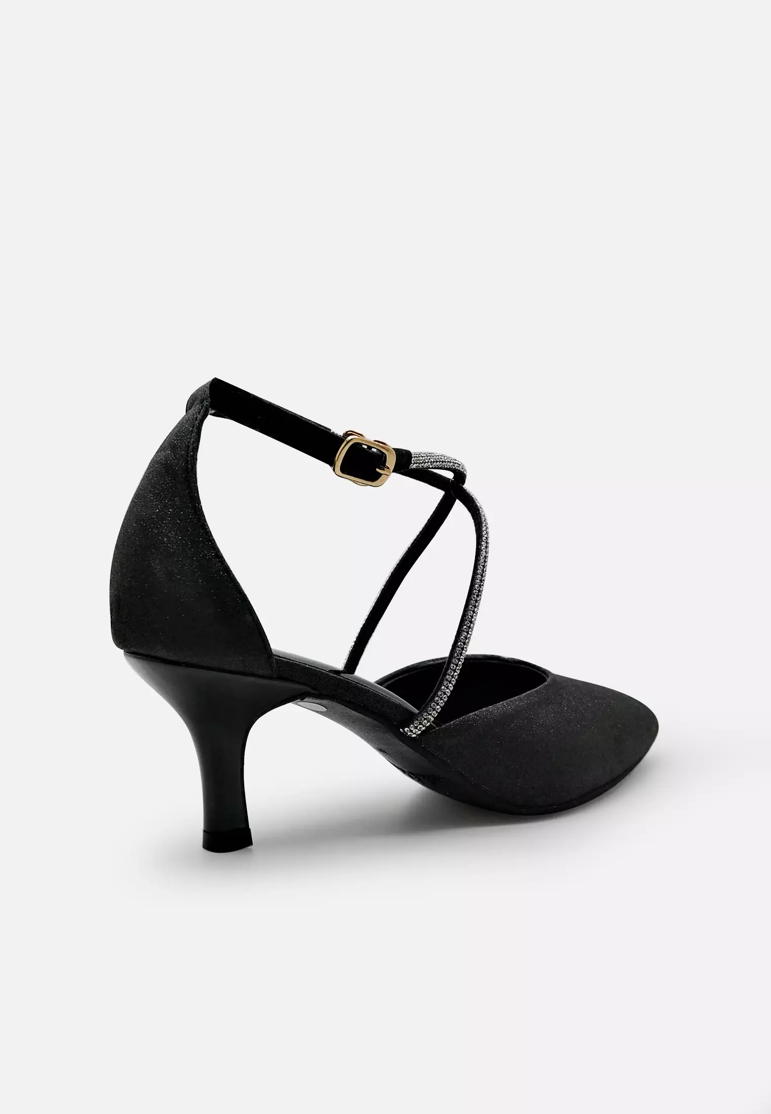 Charlotte Glitter Pointed Toe Cross Stiletto Heels Wanita