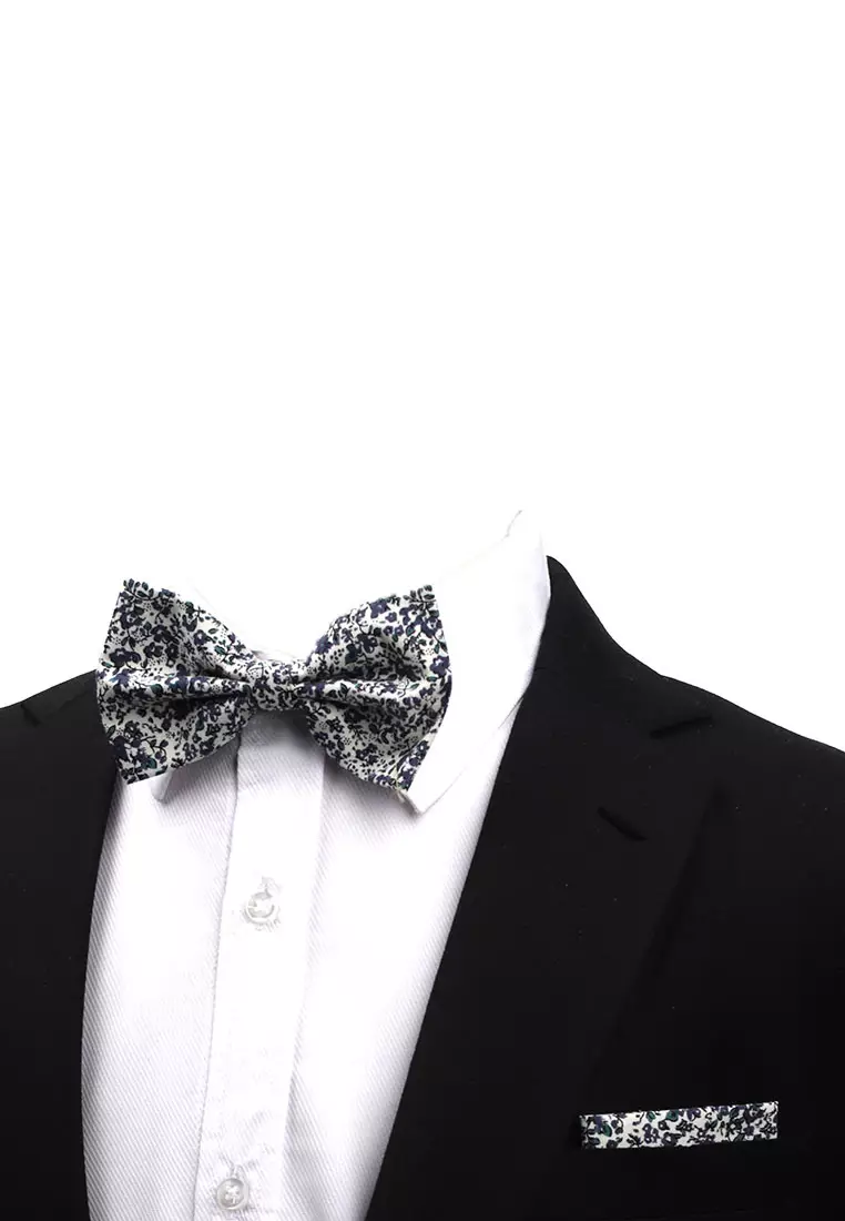 Dasi Kupu Bowtie Hitam Bunga A38