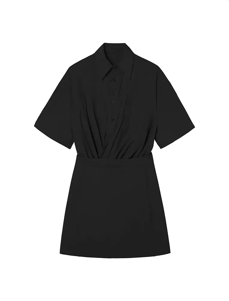 Poplin X-Line Oversized Elegant Short Sleeve Dress