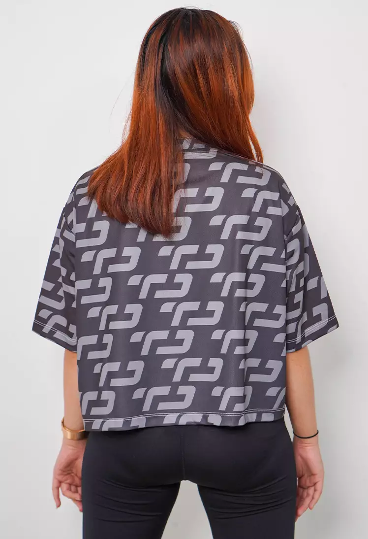 LSB23 baju olahraga wanita hitam crop top fit to xxl big size korean style aerobic zumba poundfit