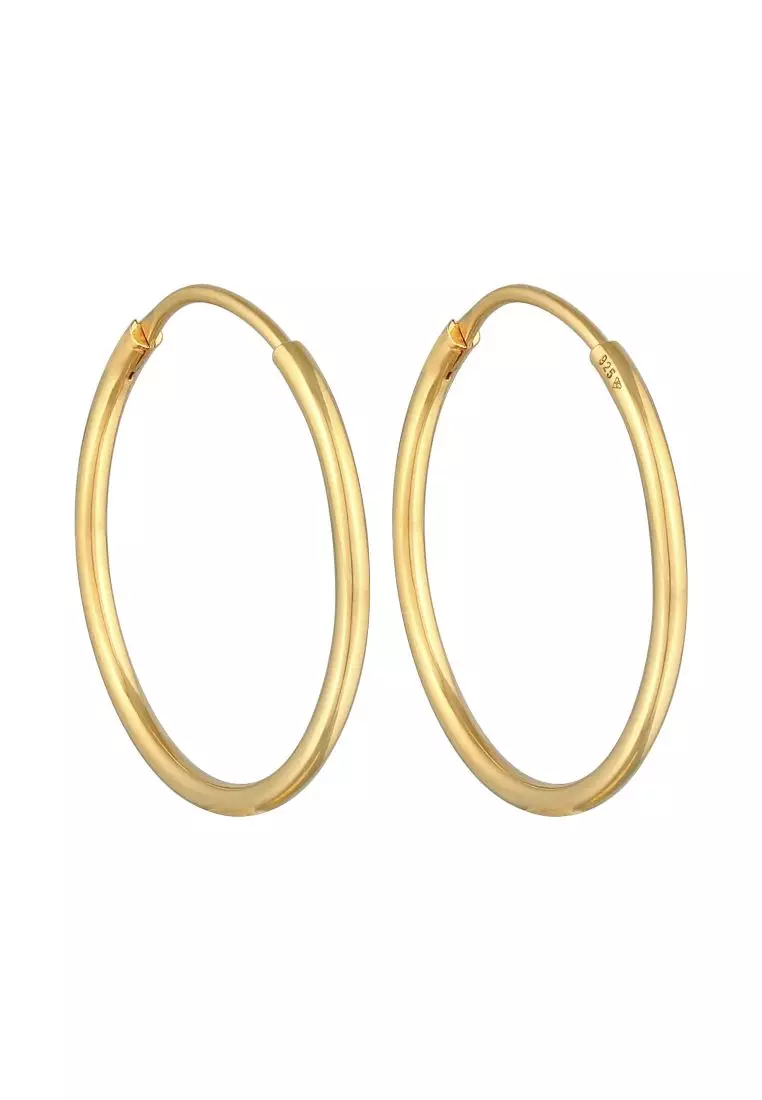 Anting Perhiasan Perak 925 Wanita Creoles Round Basic Classic Gold Plated
