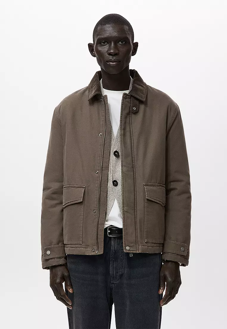 Quilted Jacket with Corduroy Collar