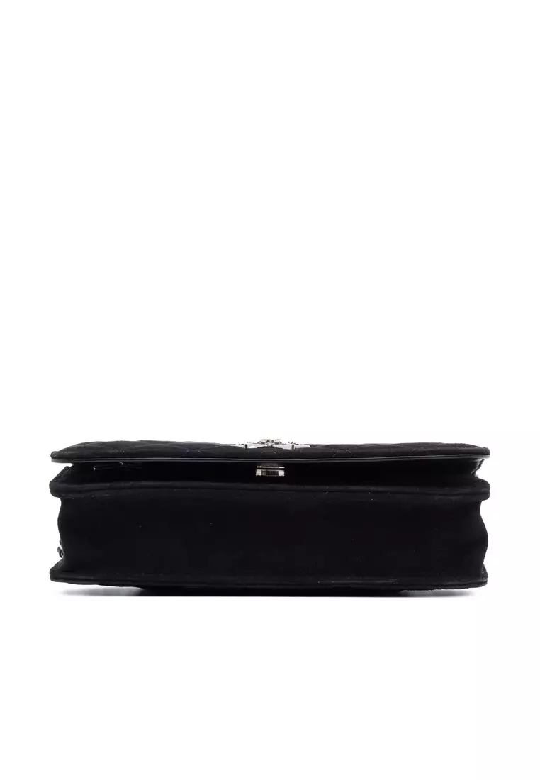 Pre-Loved Chanel Quilted Suede Cocostellar Wallet On Chain