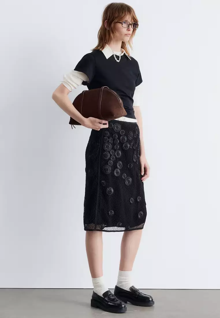 花卉網面半截中裙