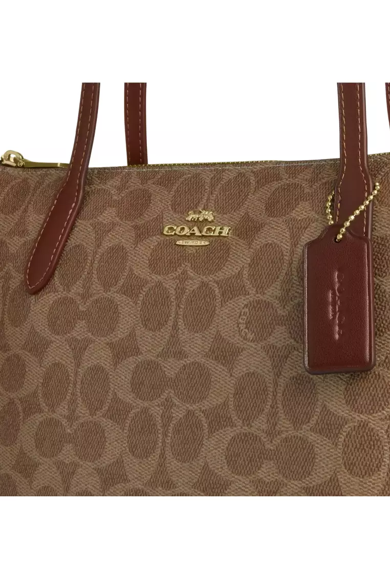 Fiona Zip Tote Bag In Signature Canvas - Tan/Brown