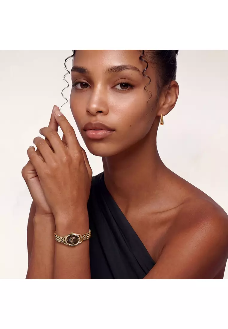 Ophelia Mini Beans Link Amber Gold - Women Watch Stainless Steel Strap DW Official Authentic Original jam tangan perempuan DW