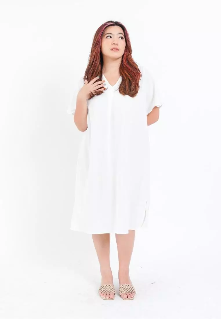 Plus Size Work Dress Blaire Broken White