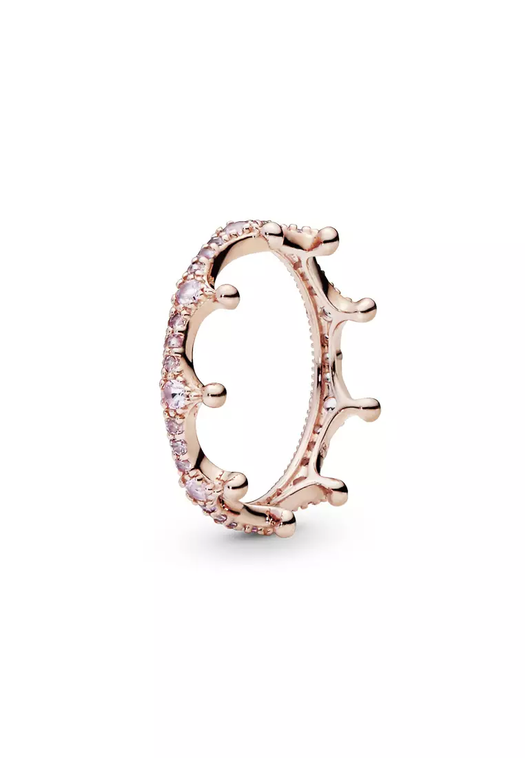 Pandora 14K Rose Gold-Plated Pink Sparkling Crown Ring