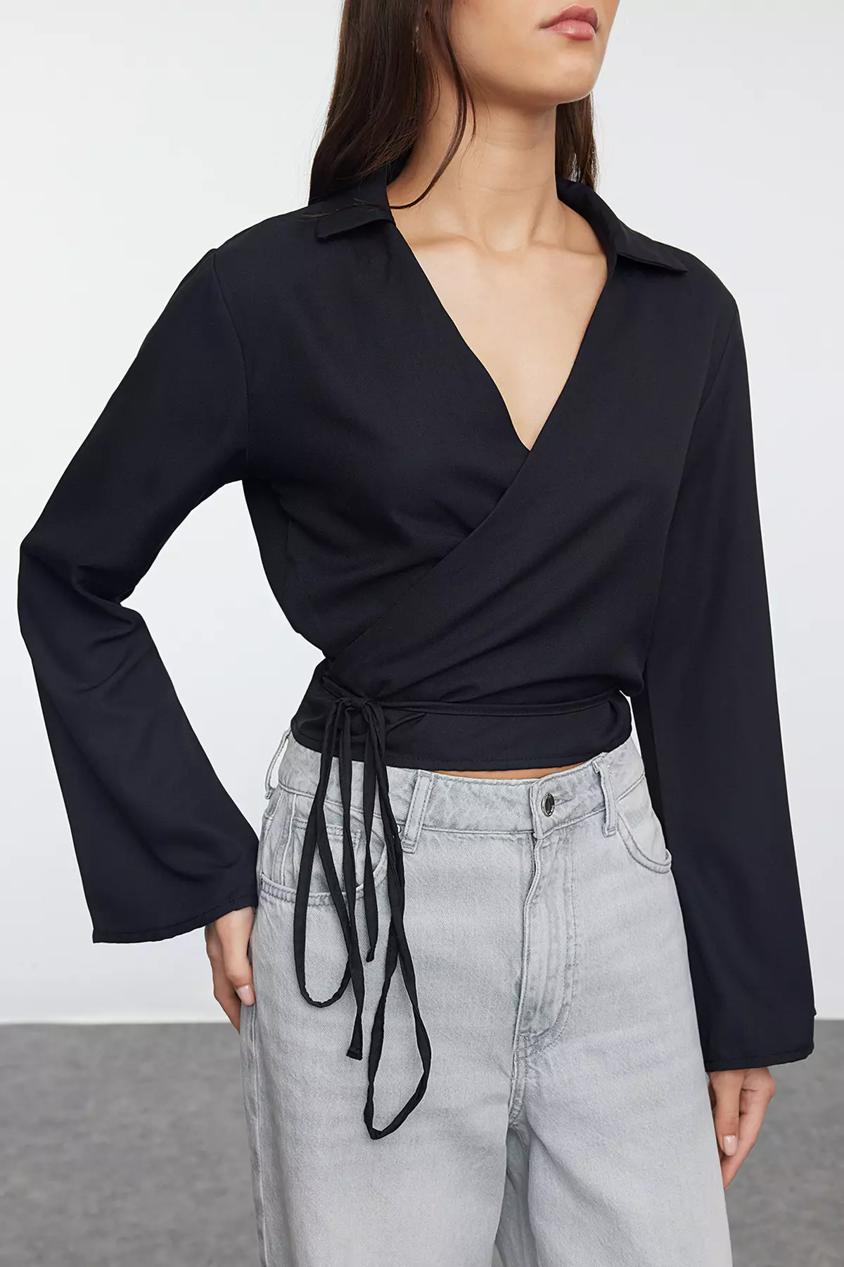 Buy Trendyol Crop Wrap Blouse 2026 Online | ZALORA