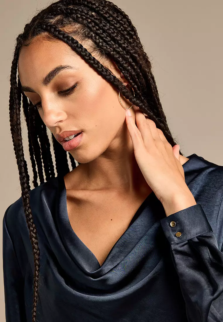 Scarlet Satin Cowl Neck Top