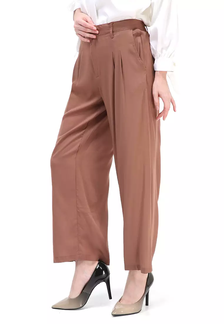 Sasha Loose Pants Celana Panjang Bawahan Wanita Premium Quality - Choco