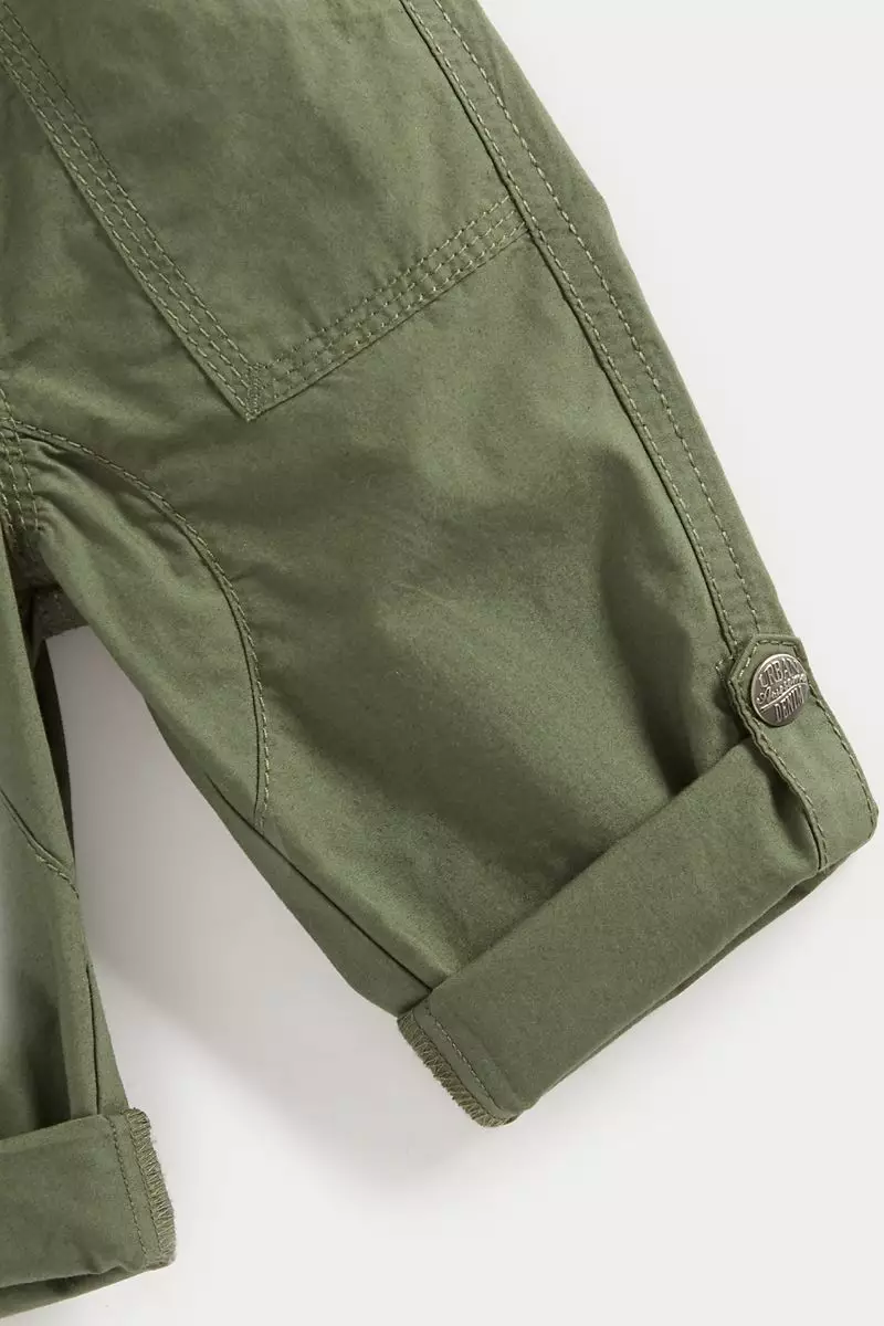 Mothercare Khaki Poplin Roll-Up Trousers - Celana Panjang Bayi Laki-laki (Hijau)