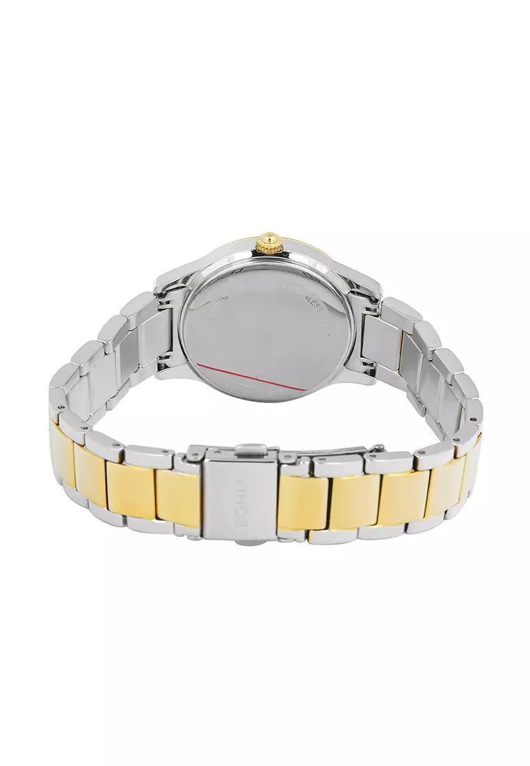 Bonia Sapphire Glass - Jam Tangan Analog Wanita - Silver Gold Stainless Steel - B10813-2113