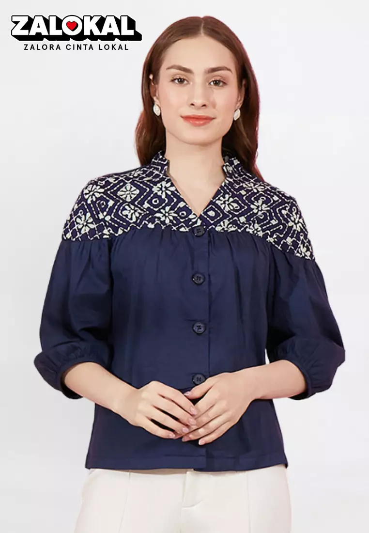 Blouse Batik Asteria Navy