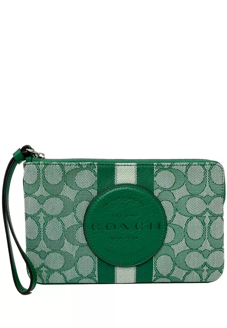 Buy Coach Coach Dempsey Large Corner Zip Wristlet In Signature Jacquard