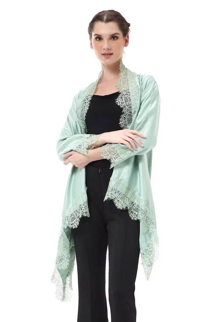 Reine Atasan Wanita Outer Kebaya Traditional Design Material Silk ORIGINAL - Sage Green