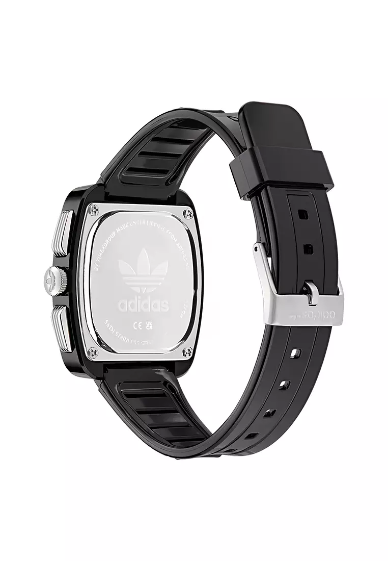 Adidas Gents Retro Wave Two Chrono - Jam Tangan Analog Pria - Ceramic Case Black Resin Strap - AOSY24533