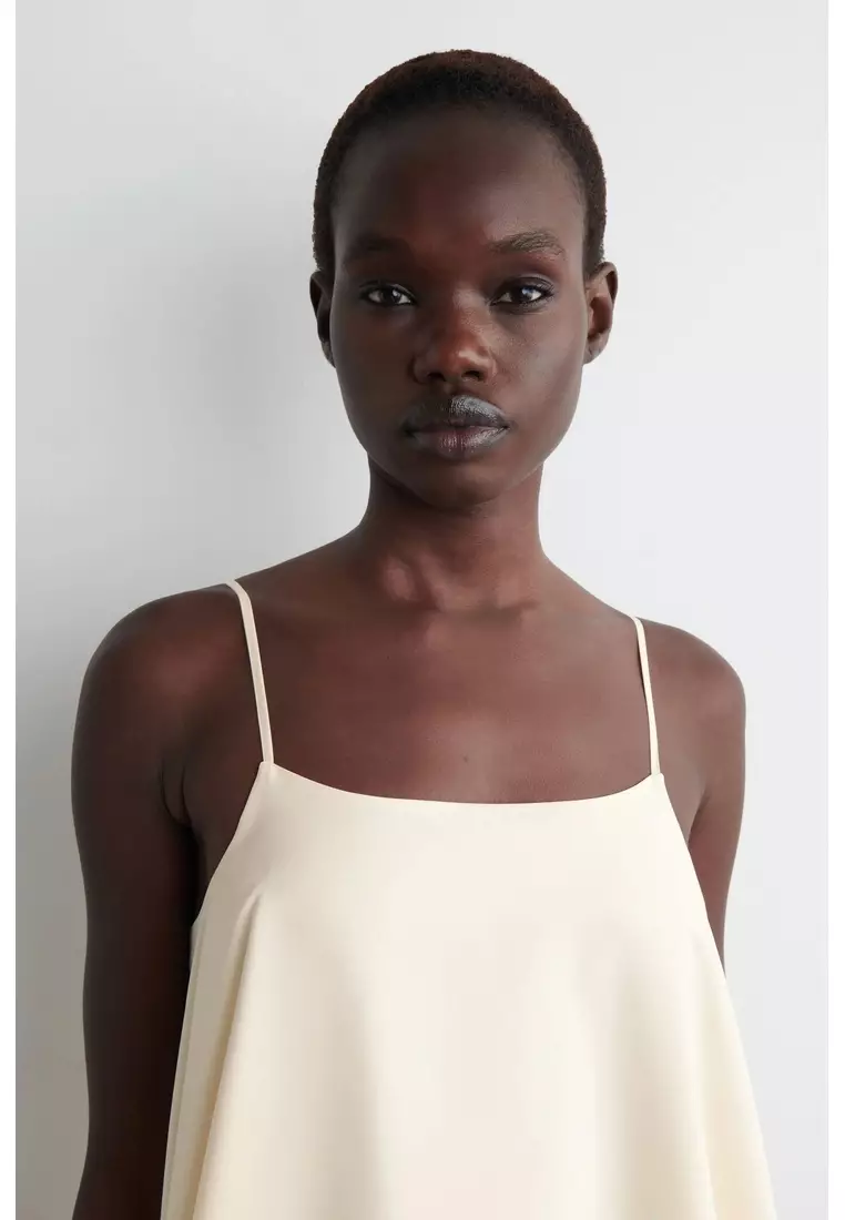 BUBBLE-HEM MIDI DRESS